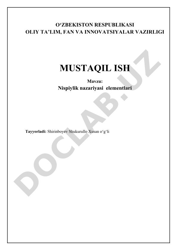 Nisbiylik nazariyasi elementlari