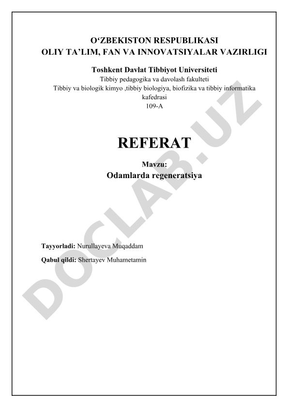 Odamlarda regeneratsiya