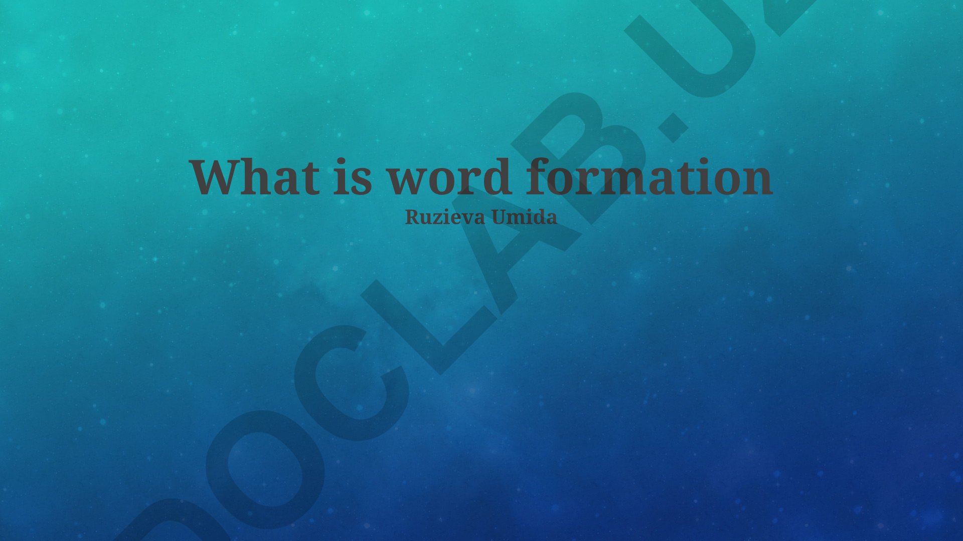 Word Formation: Types and Significance
