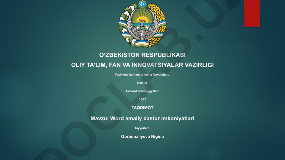 Word amaliy dastur imkoniyatlari