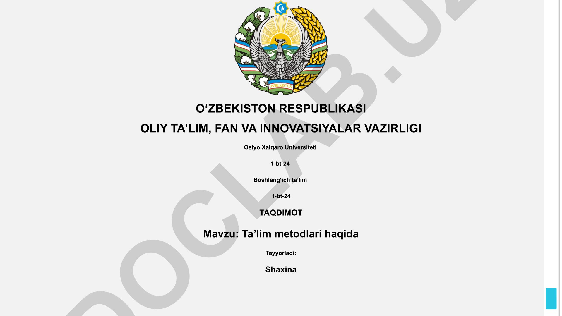 Ta'lim metodlari haqida