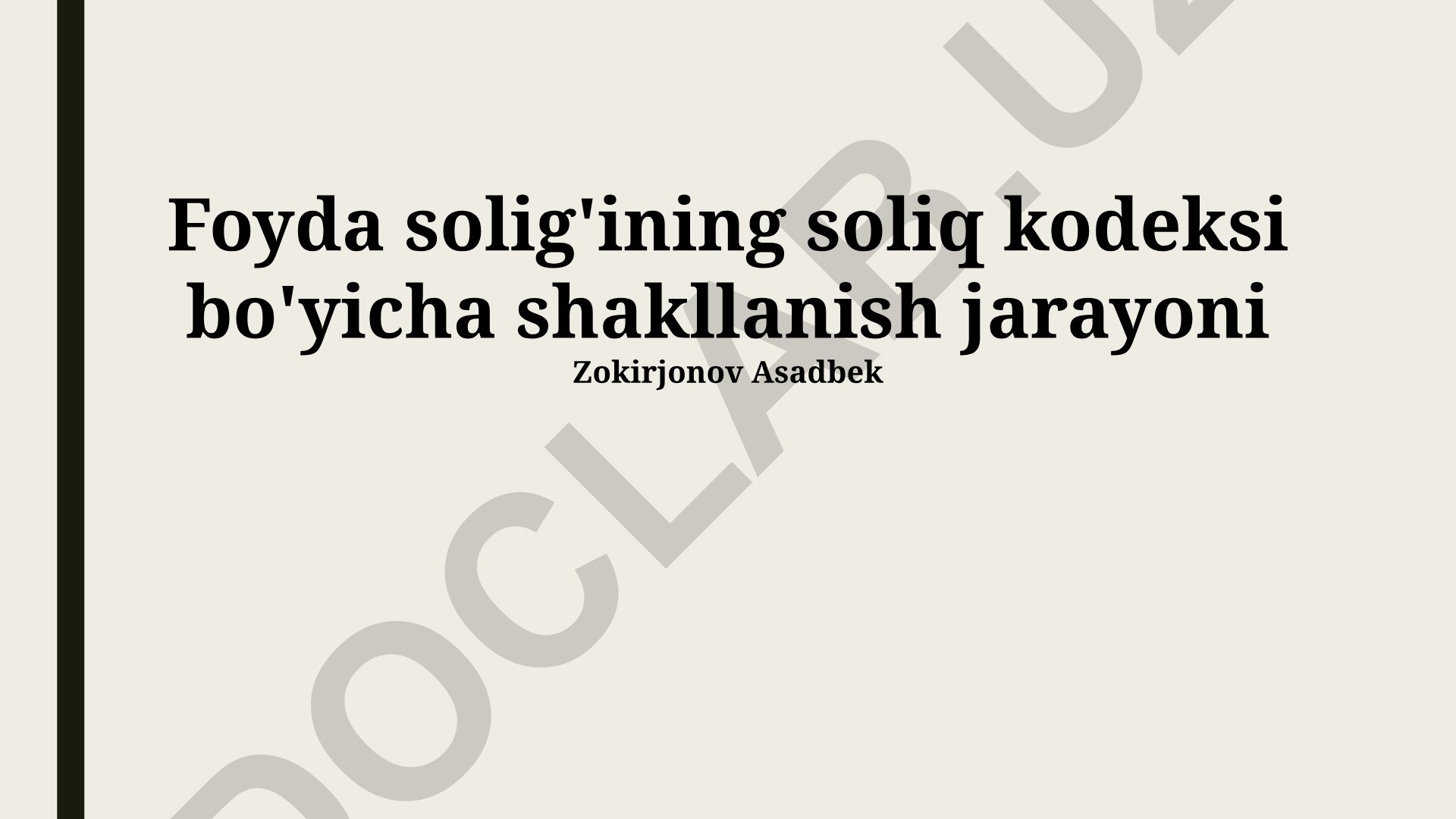 Foyda solig'ining soliq kodeksi bo'yicha shakllanish jarayoni