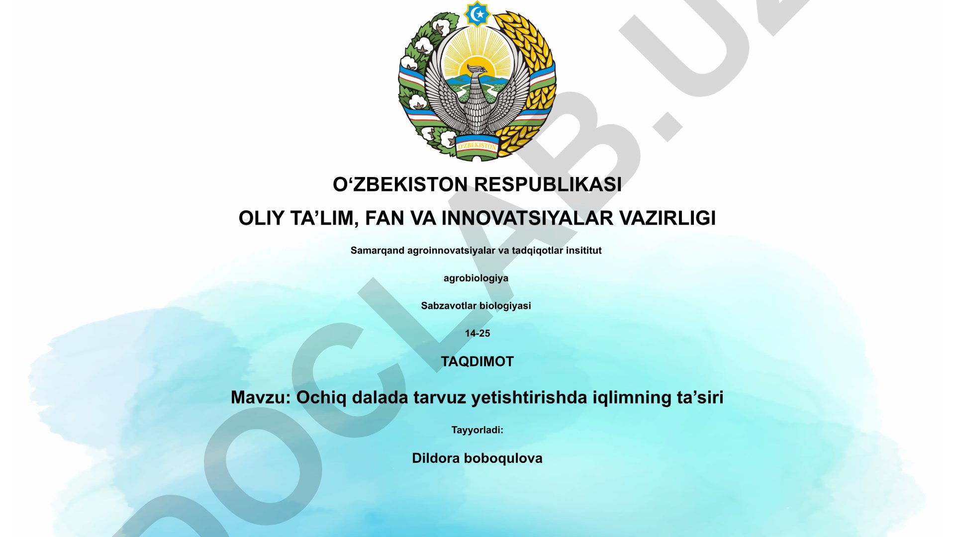 Ochiq dalada tarvuz yetishtirishda iqlimning ta'siri