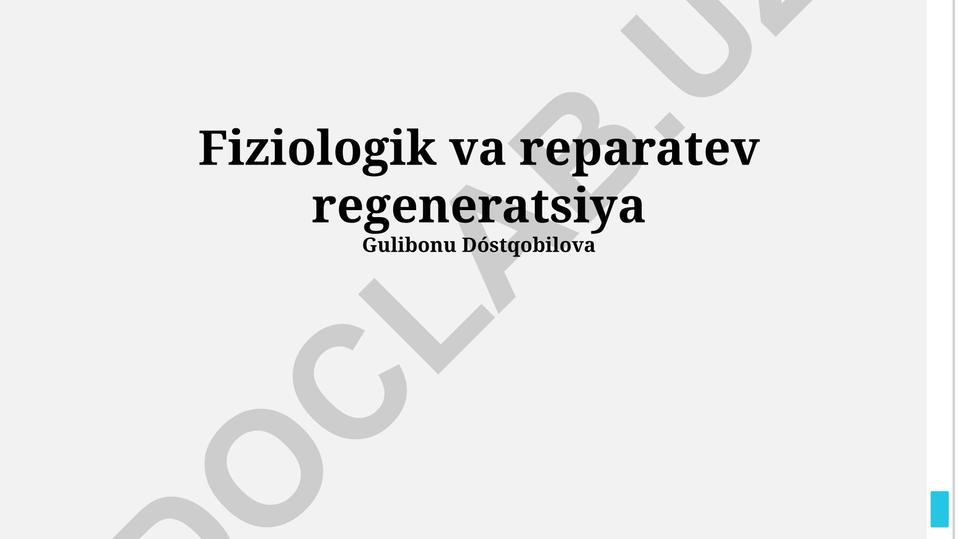 Fiziologik va reparativ regeneratsiya