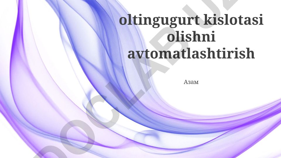 Oltingugurt kislotasi ishlab chiqarish jarayonlarini avtomatlashtirish texnologiyalari