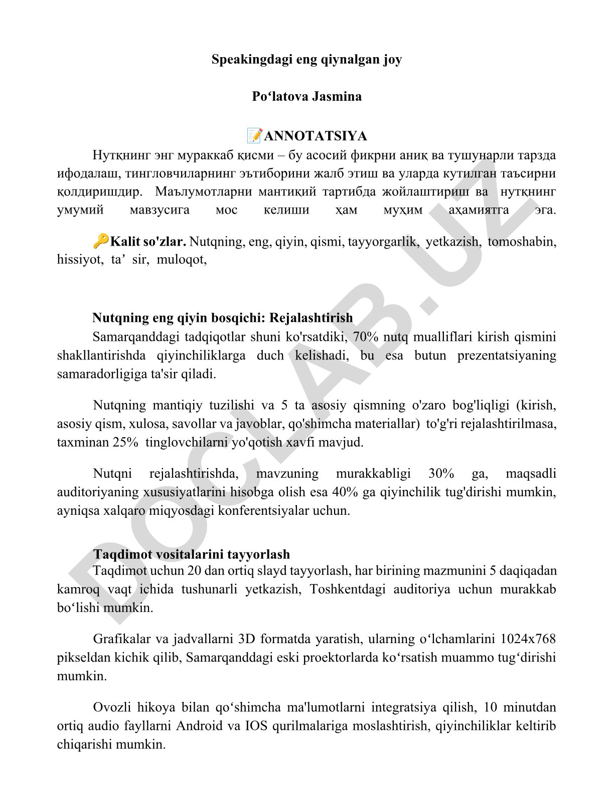 Nutqning eng qiyin qismlari va taqdimot tayyorlash