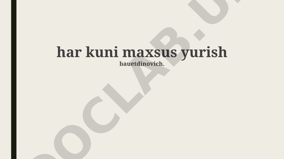 Har kuni maxsus yurish konsepti va tashkiliy reja