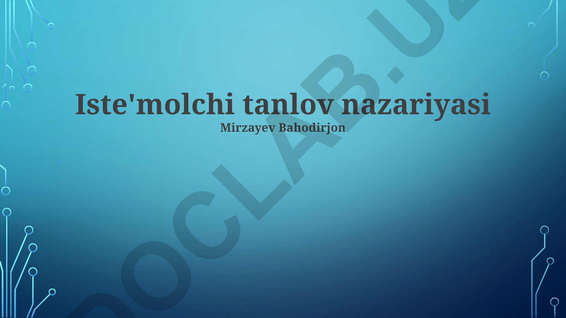 Iste'molchi tanlov nazariyasi asoslari va talab egri chiziqlari