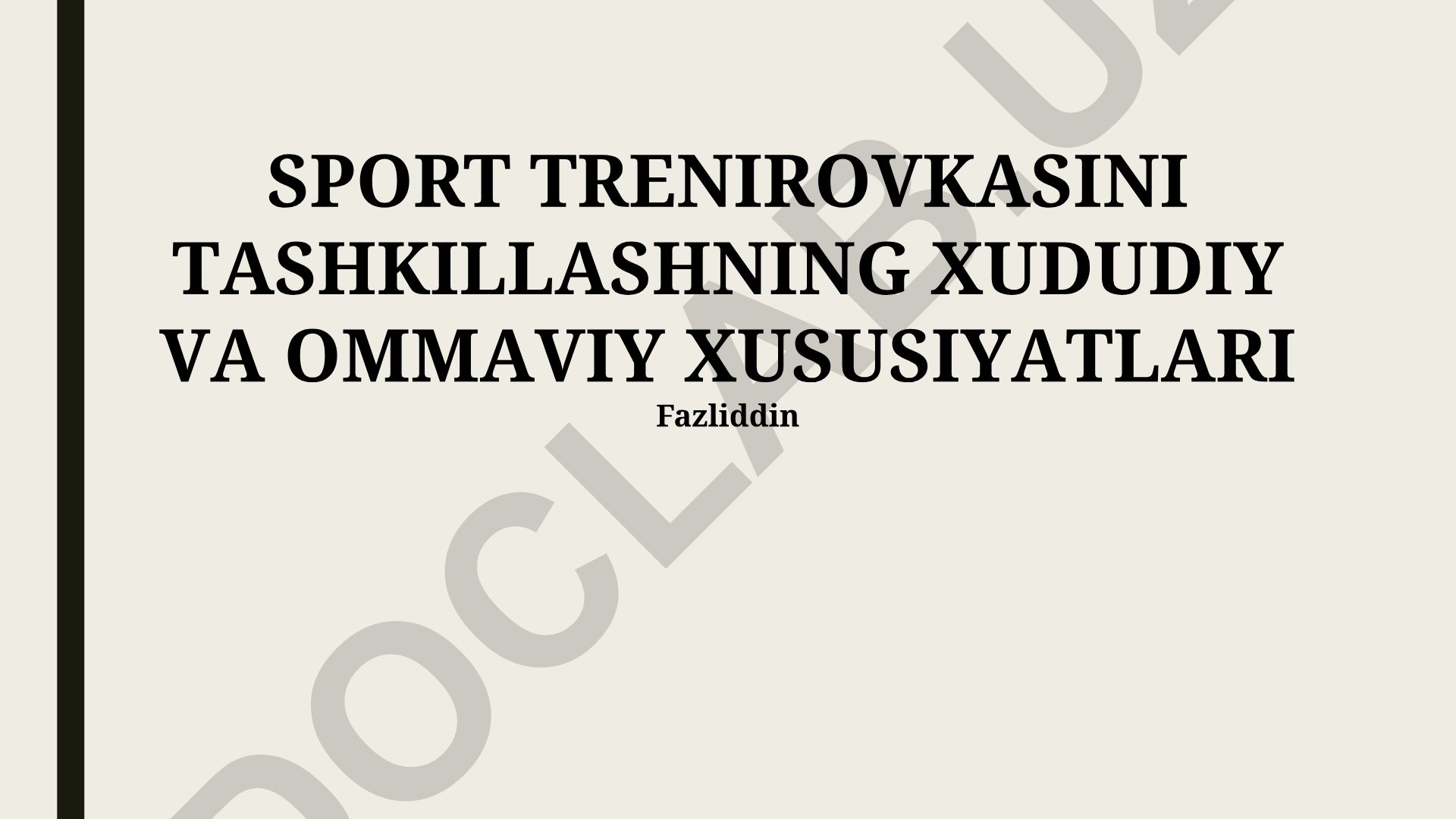Sport treningini tashkil etishning hududiy va omnaviy xususiyatlari