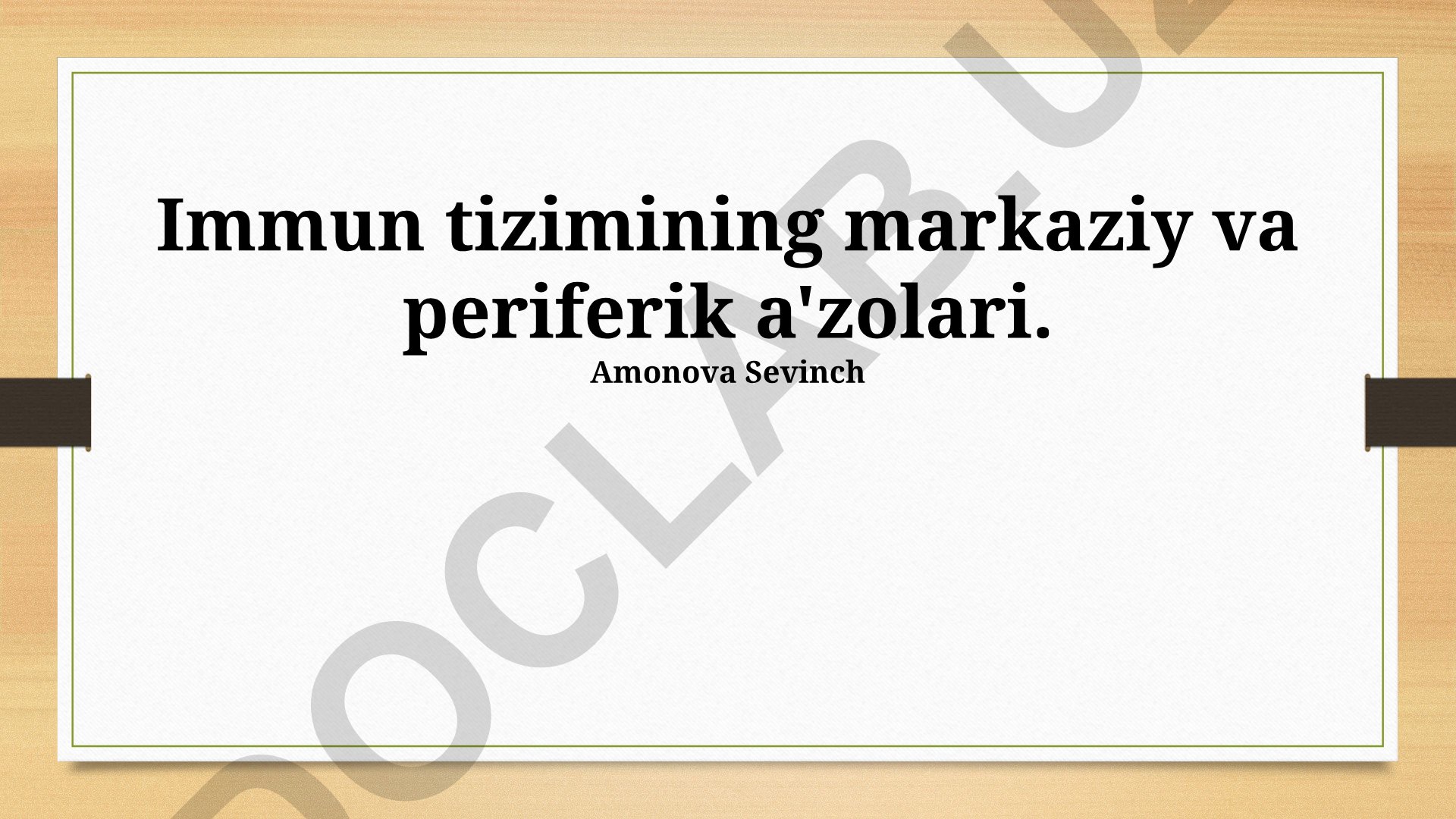 Immun tizimining markaziy va periferik a'zolari