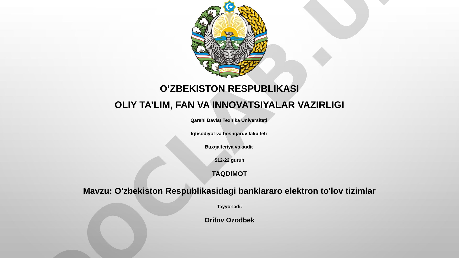 O'zbekiston Respublikasidagi banklararo elektron to'lov tizimlari