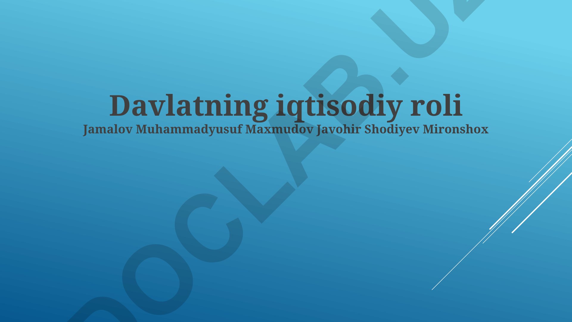 Davlatning iqtisodiy roli va makroiqtisodiy barqarorlik
