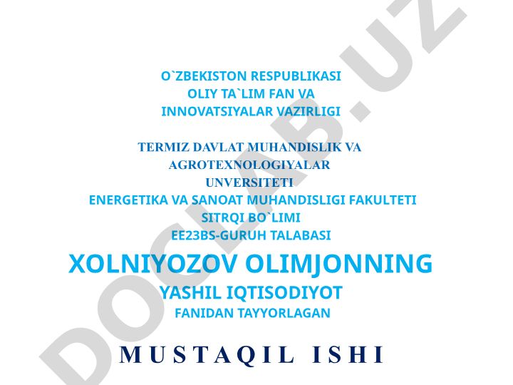 Yashil iqtisodiyot va barqaror rivojlanish