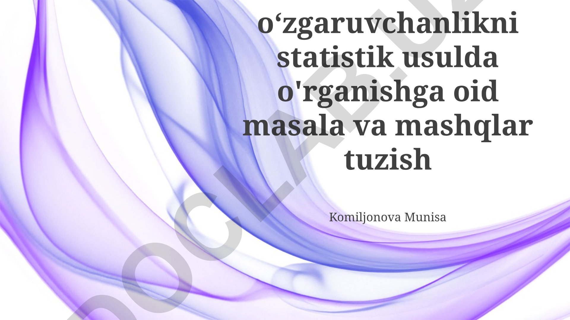 Modifikatsion o'zgaruvchanlikni statistik usulda o'rganish