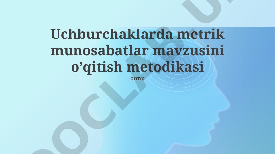 Uchburchaklarda metrik munosabatlar mavzusini o'qitish metodikasi