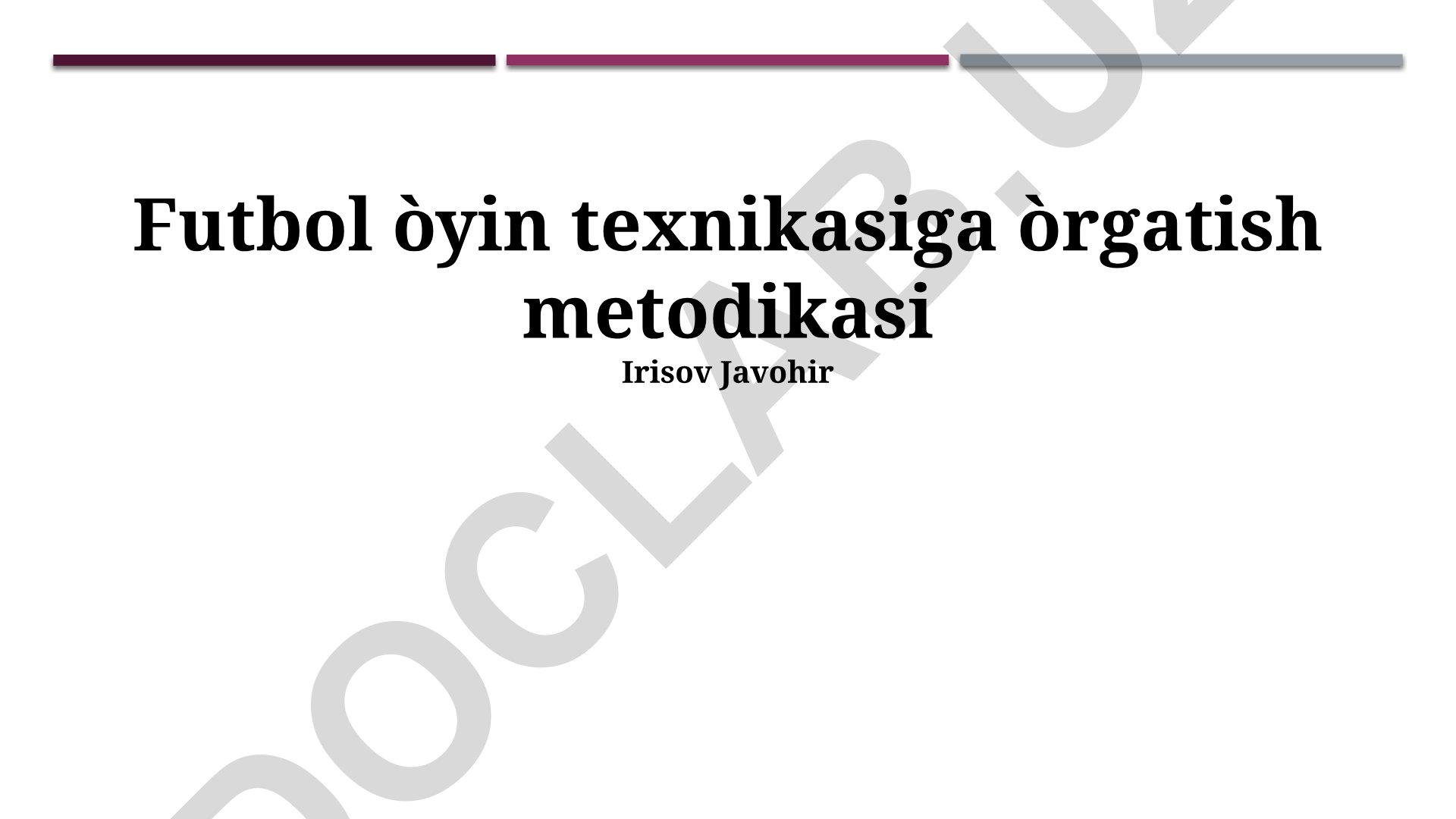 Futbol o'yin texnikasiga o'rgatish metodikasi
