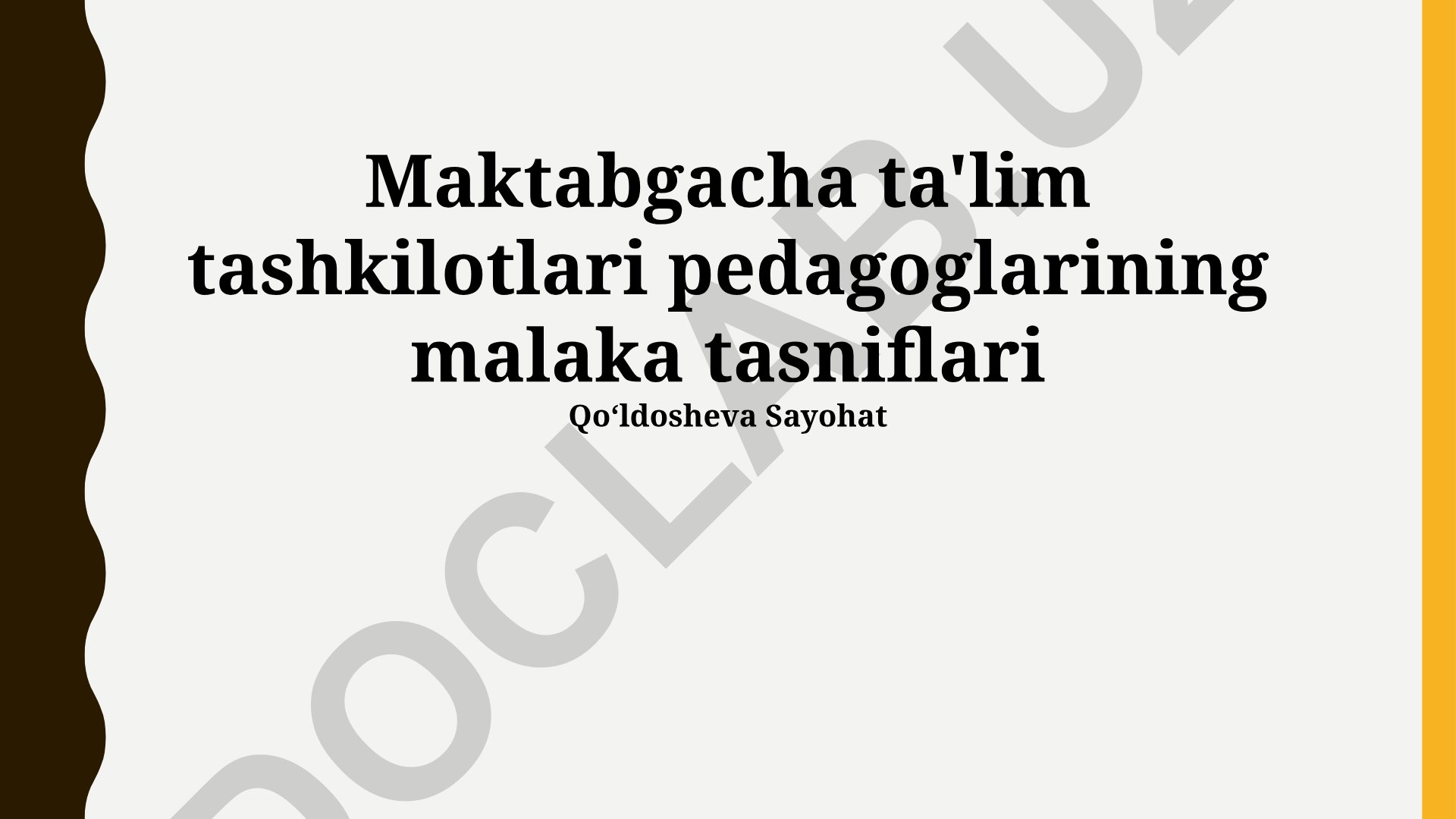 Maktabgacha ta'lim tashkilotlari pedagoglarining malaka tasniflari