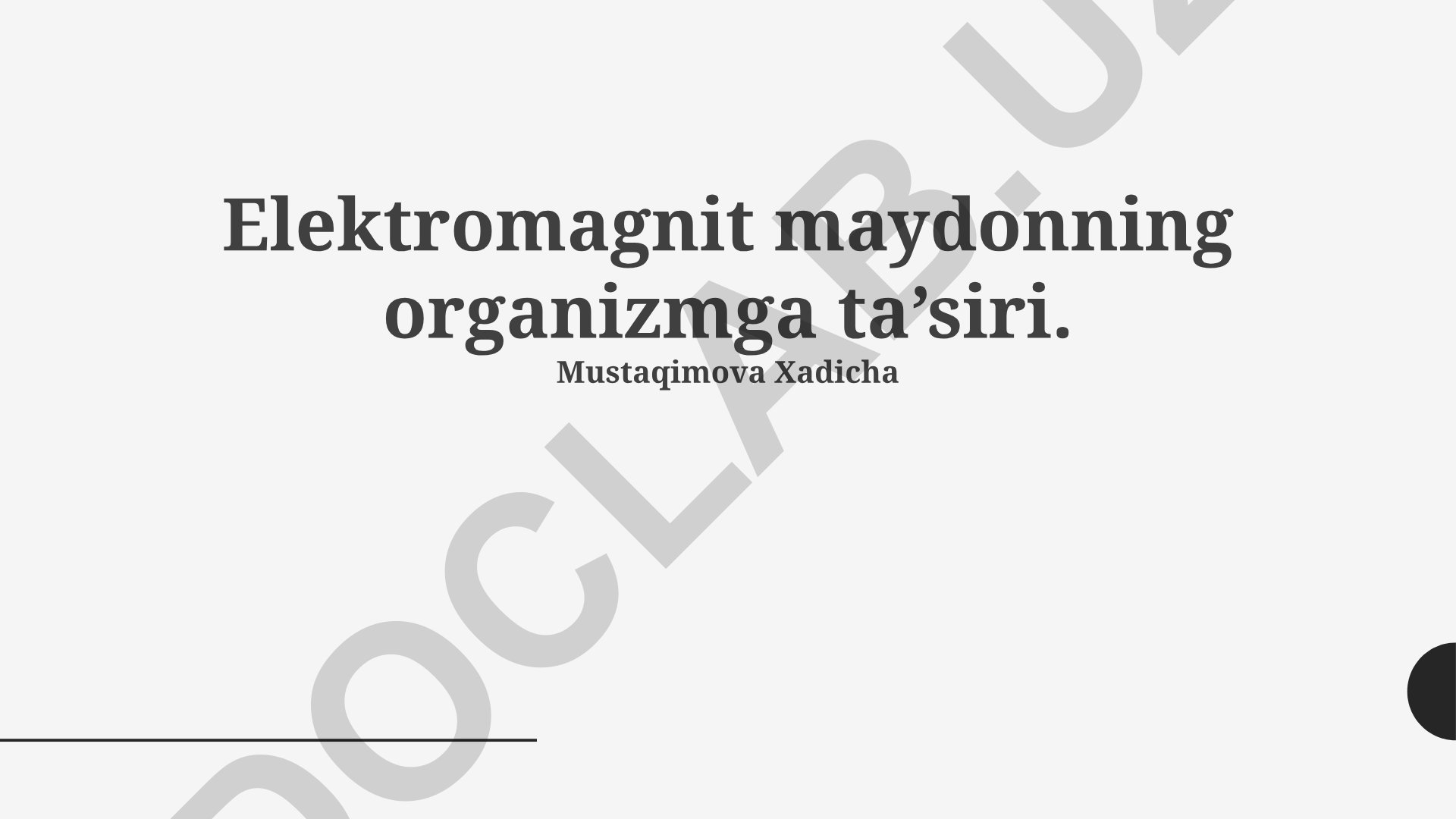 Elektromagnit maydonning organizmga ta'siri