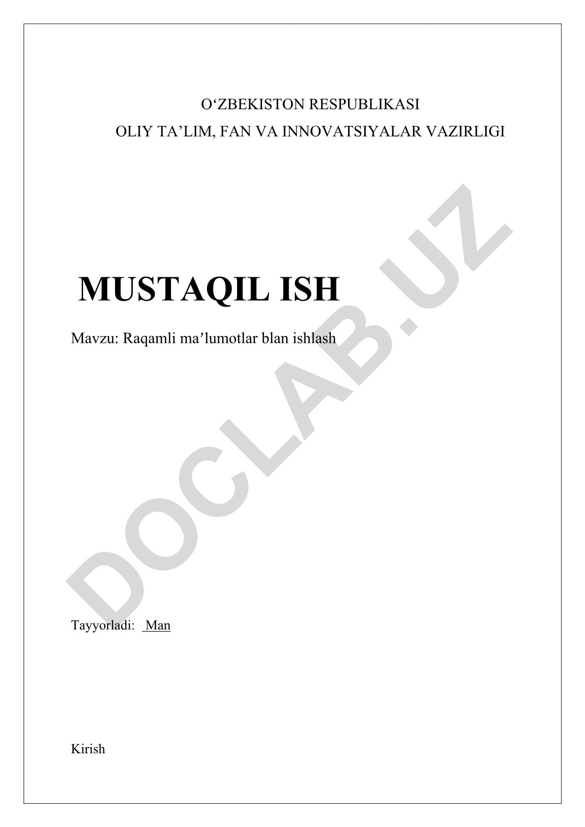 Raqamli ma'lumotlar bilan ishlash