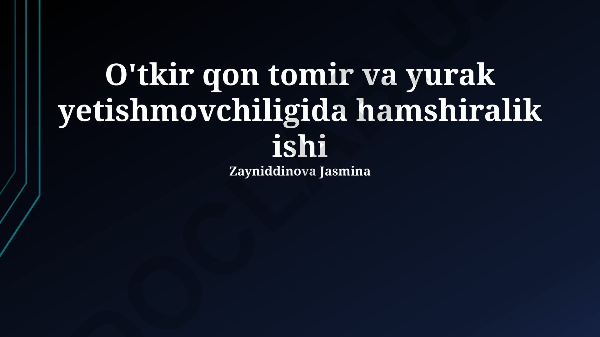O'tkir qon tomir va yurak yetishmovchiligida hamshiralik ishi