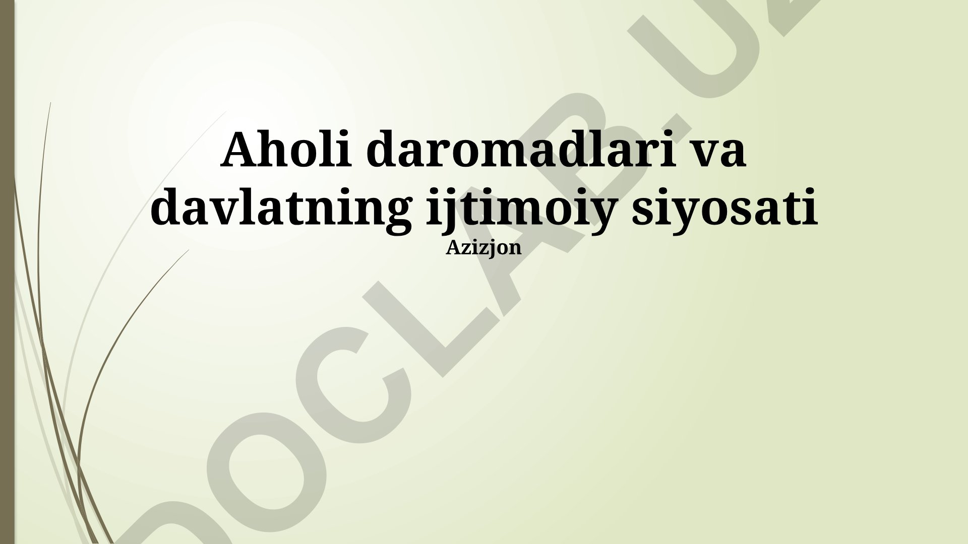 Aholi daromadlari va davlatning ijtimoiy siyosati