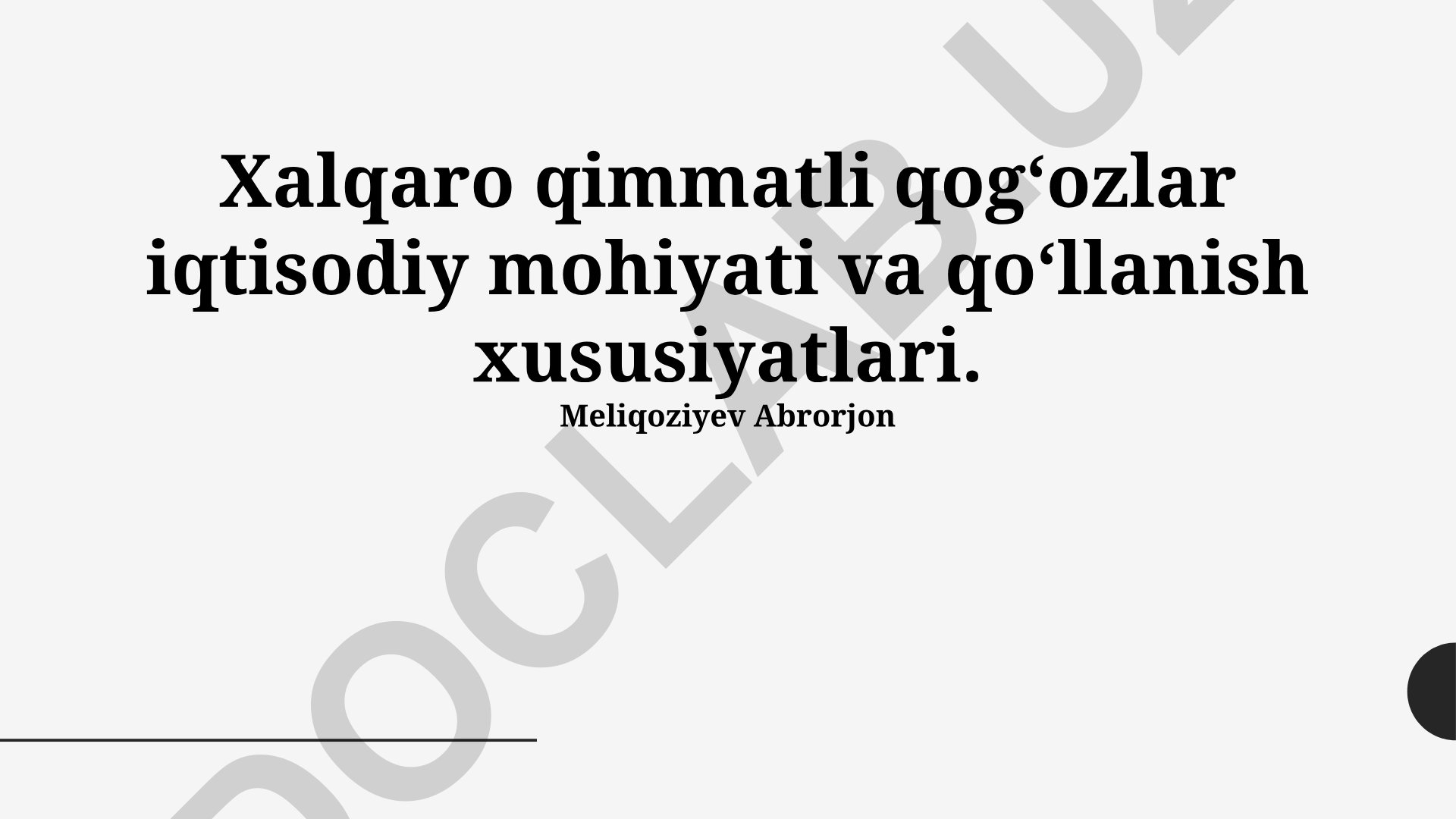 Xalqaro qimmatli qog‘ozlar iqtisodiy mohiyati va qo‘llanish xususiyatlari