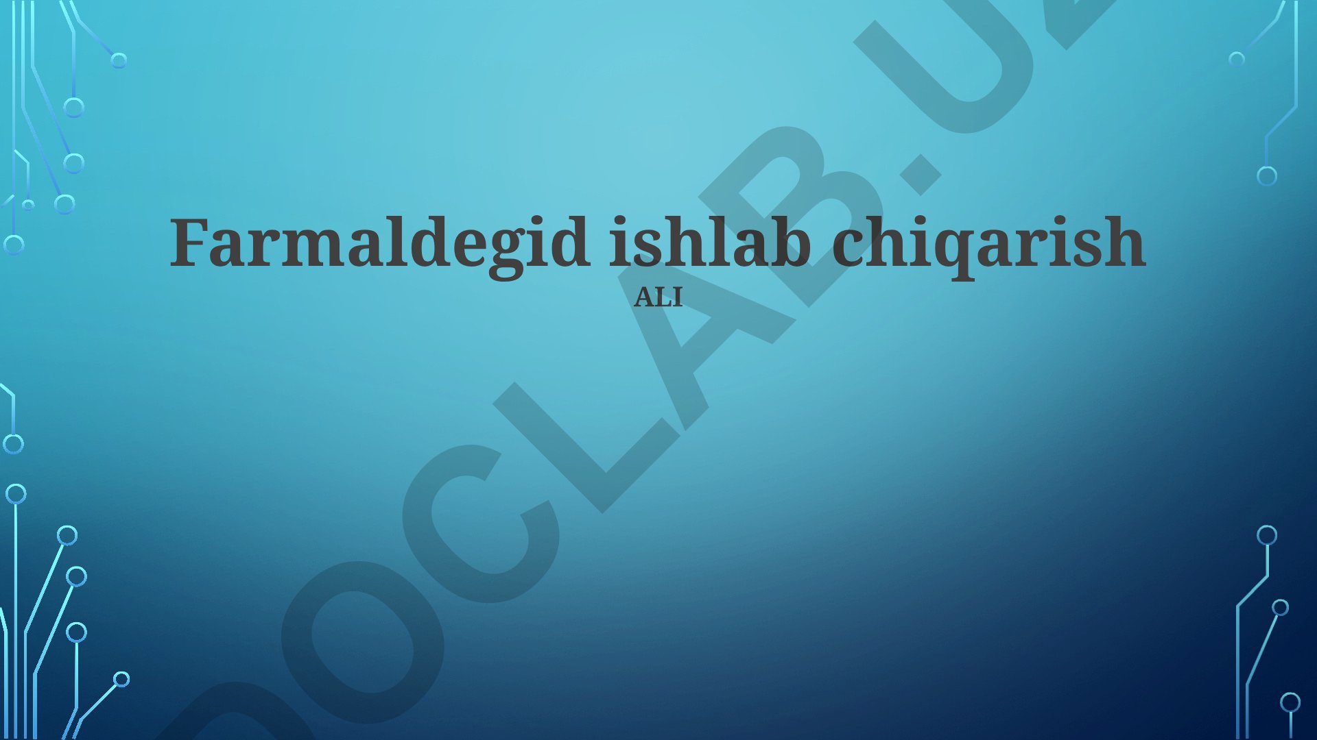 Formaldegid ishlab chiqarish texnologiyasi va qo'llanilishi