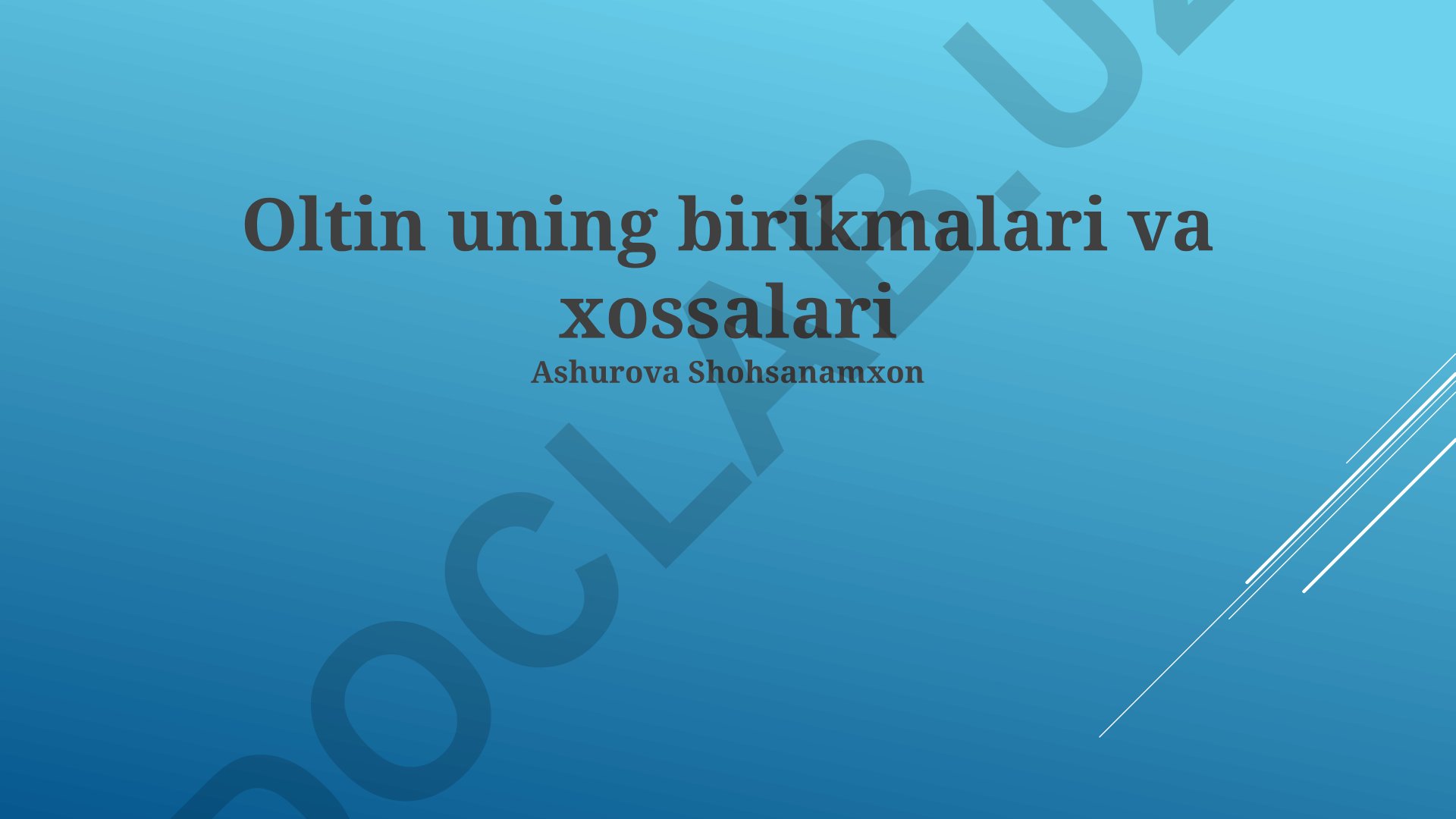 Oltinning birikmalari, xossalari va qo'llanilishi
