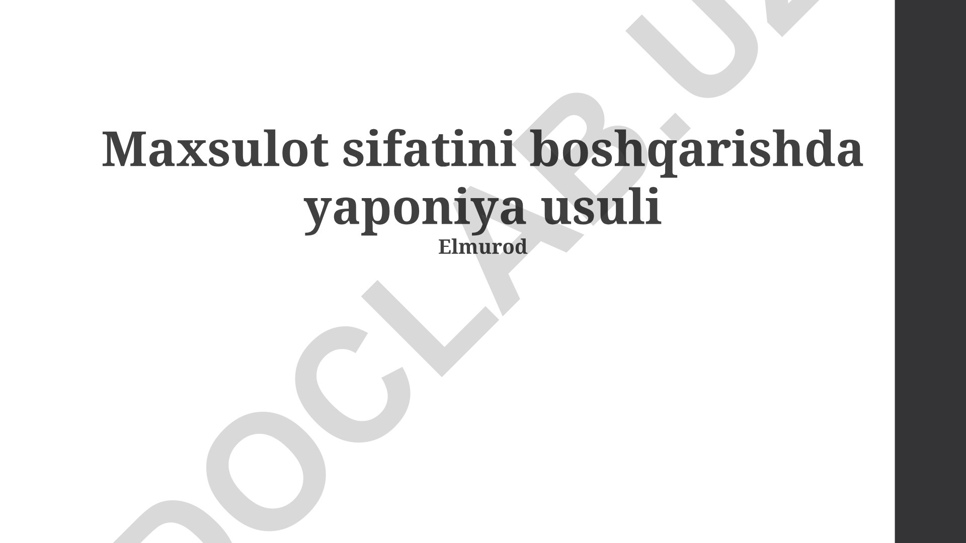 Yaponiyada mahsulot sifatini boshqarish usullari