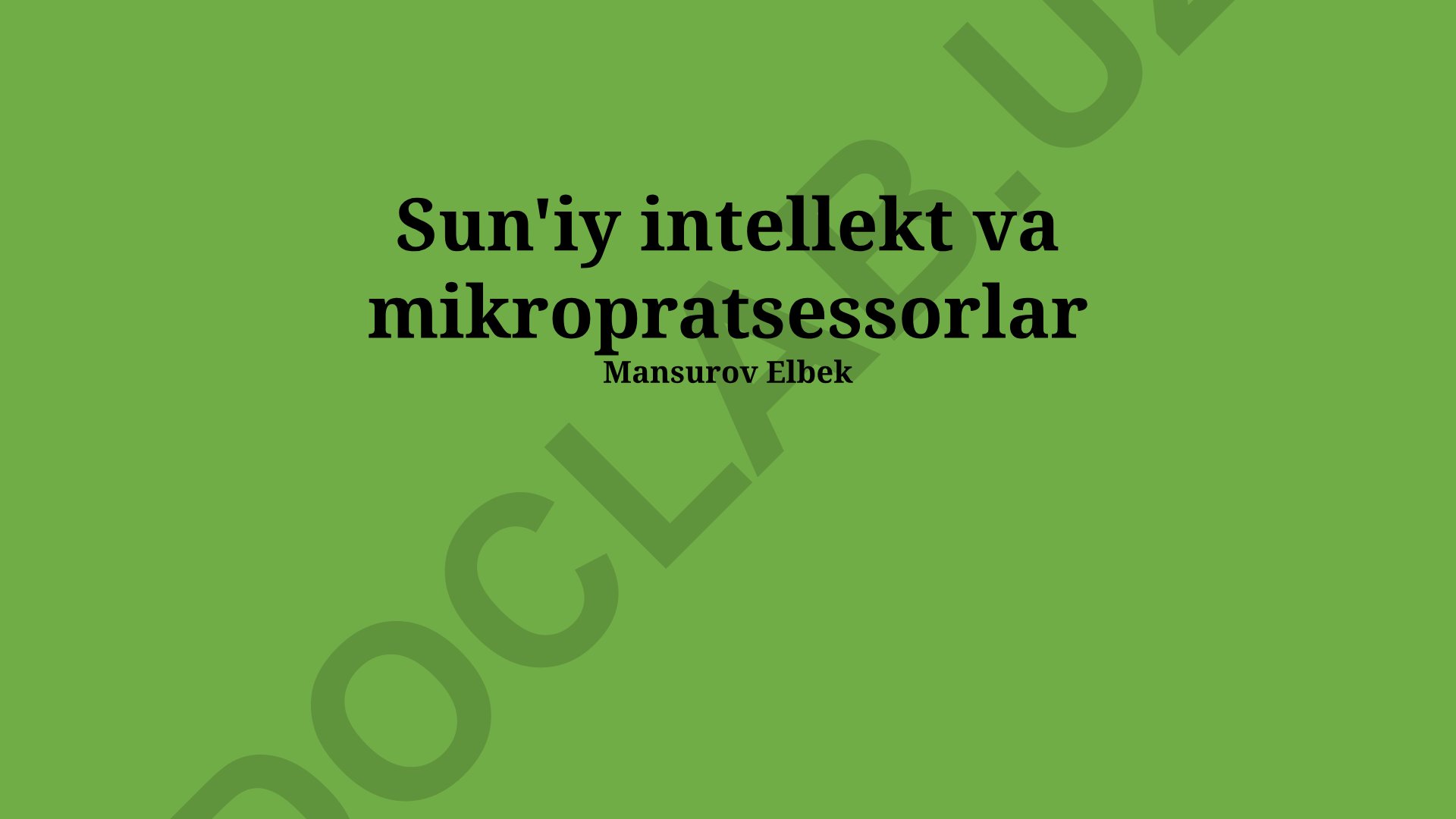 Sun'iy intellekt va mikroprotsessorlar