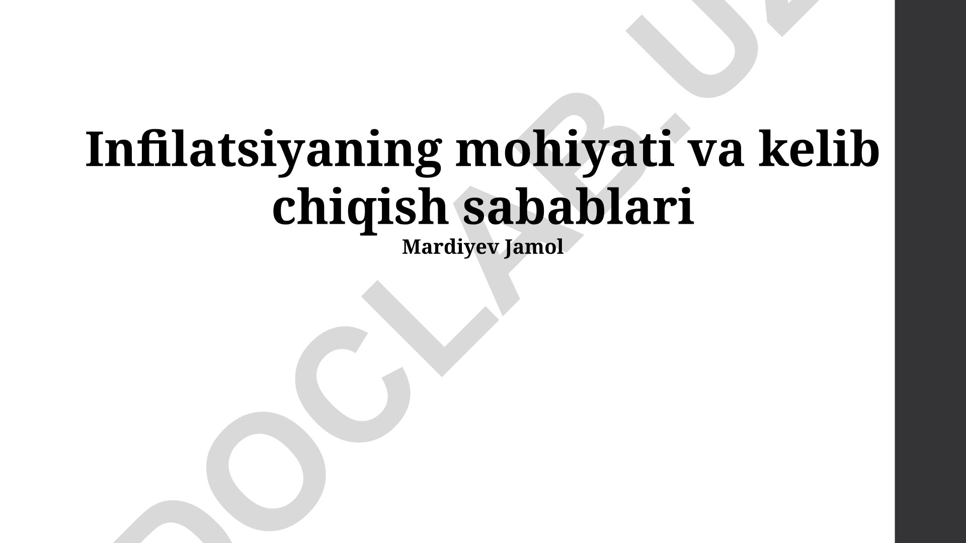 Inflatsiyaning mohiyati, sabablari va oqibatlari