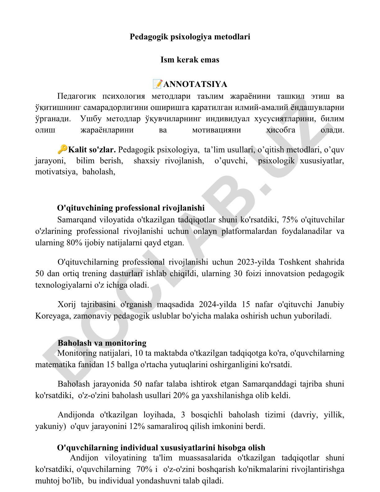 Pedagogik psixologiya metodlari