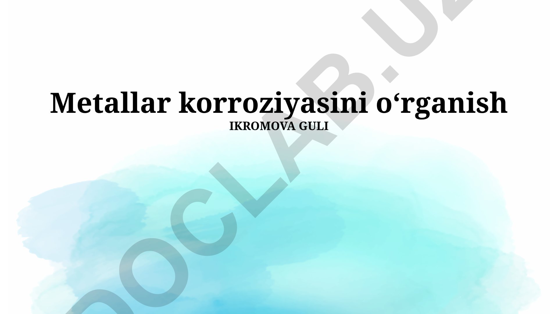 Metallar korroziyasini o'rganish