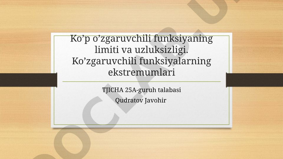 Ko'p o'zgaruvchili funksiyaning limiti va uzluksizligi