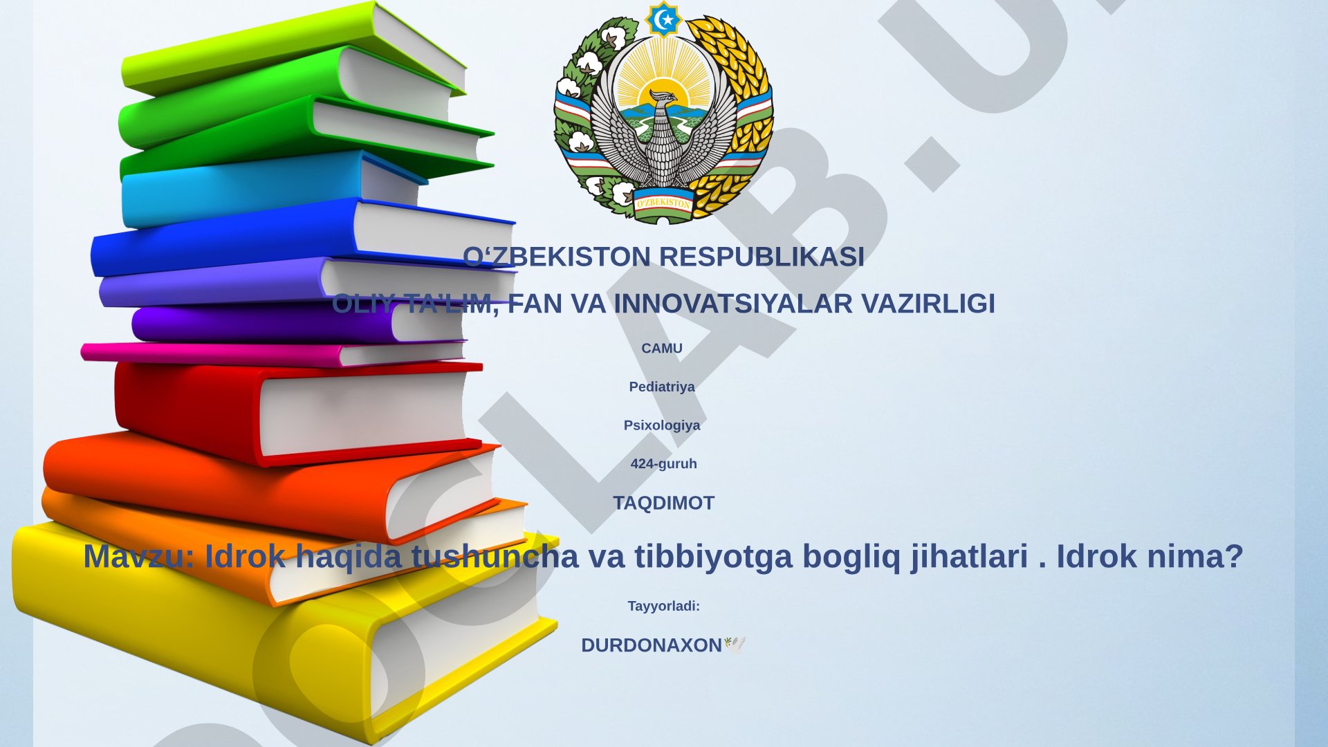 Idrok haqida tushuncha va tibbiyotga bogliq jihatlari