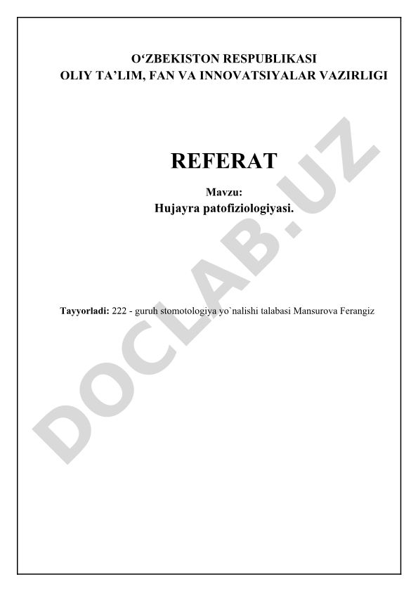 Hujayra patofiziologiyasi