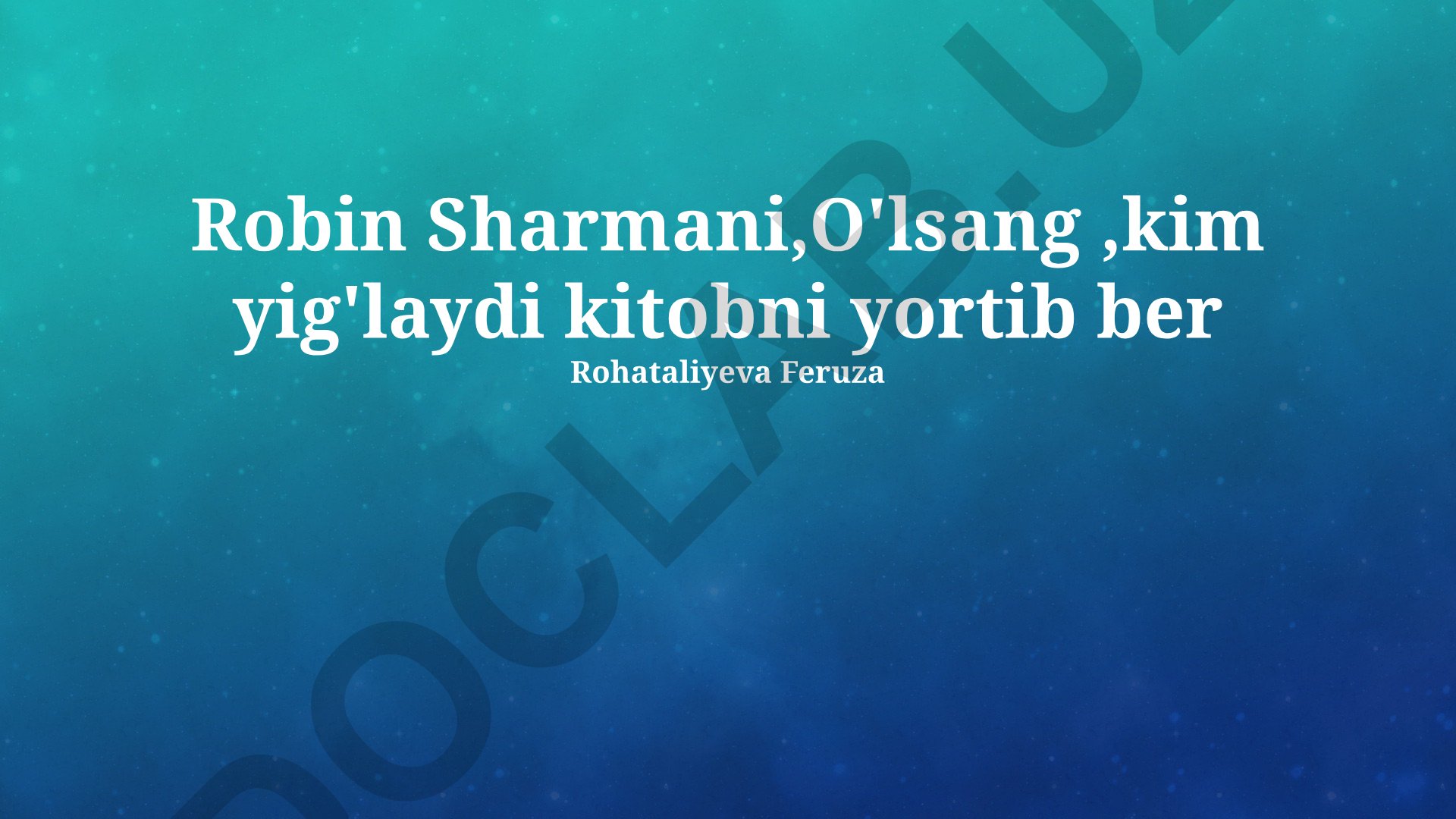 Robin Sharmanining "O'lsang, kim yig'laydi" kitobi va tadbirkorlik hikoyalari