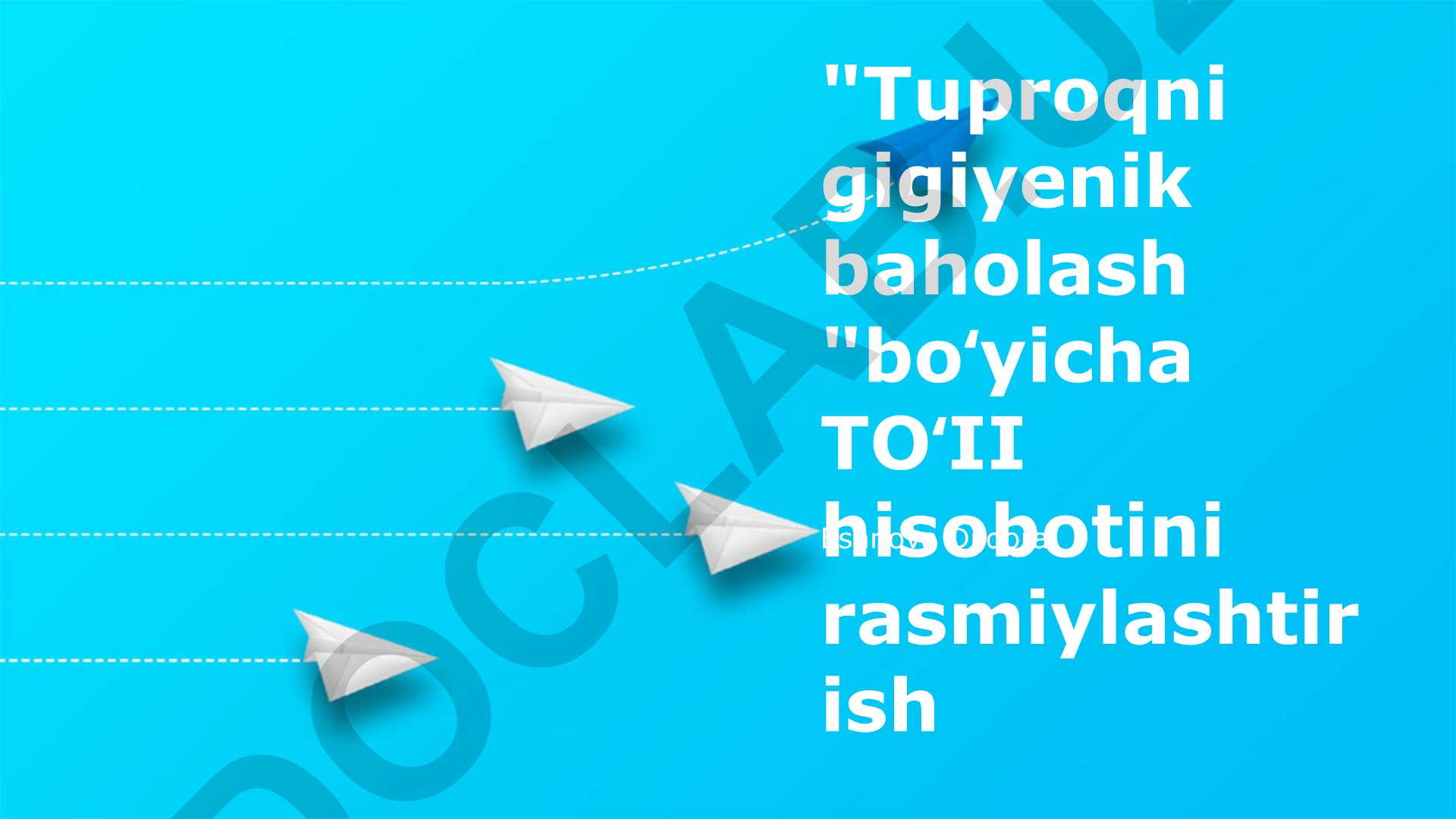 Tuproqning gigiyena bahosini o'rganish bo'yicha to'liq hisobot