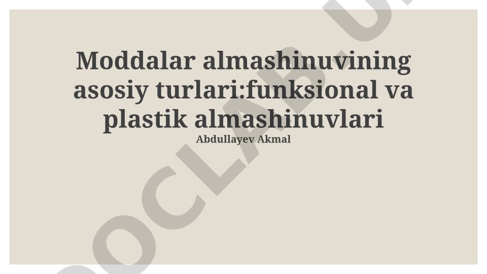 Moddalar almashinuvining asosiy turlari va sog'lom turmush tarzi