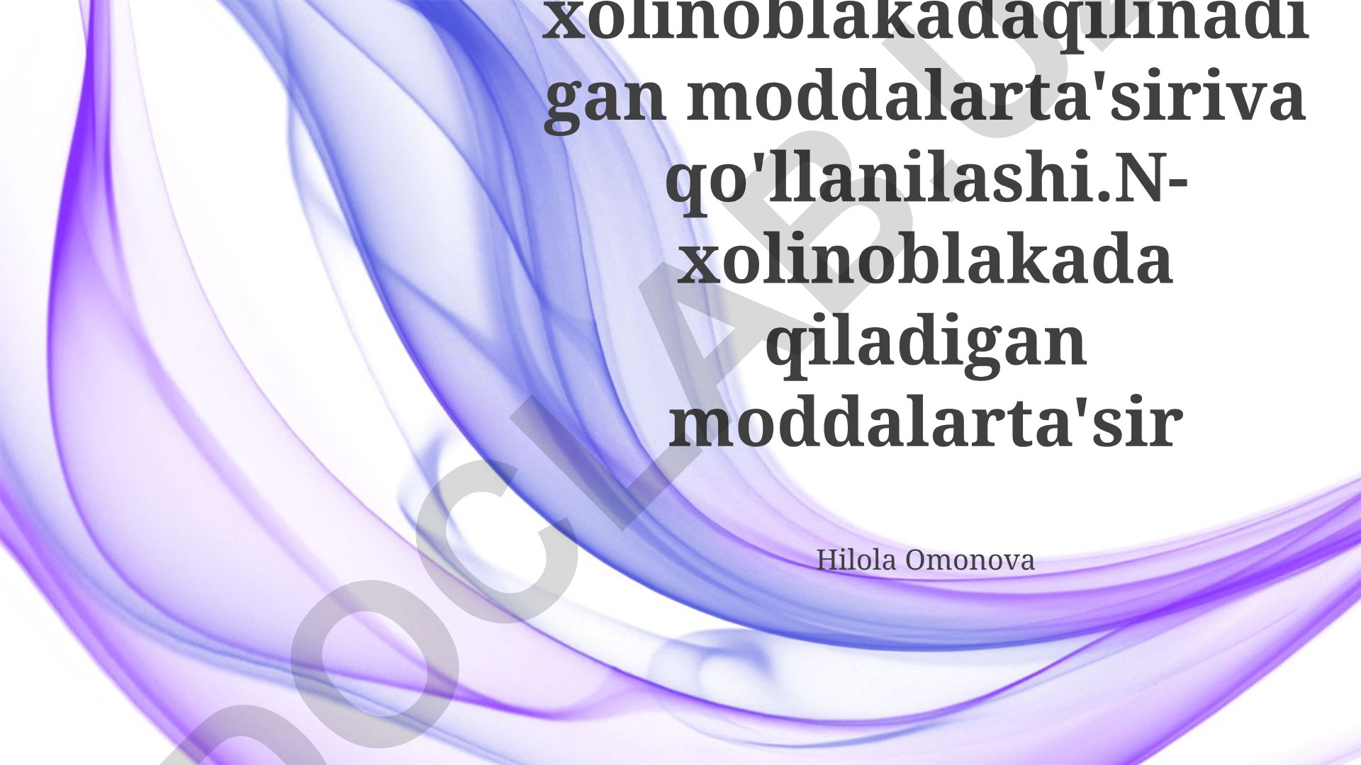 M va N-xolinolitiklarning farmakologik xususiyatlari va qo'llanilishi