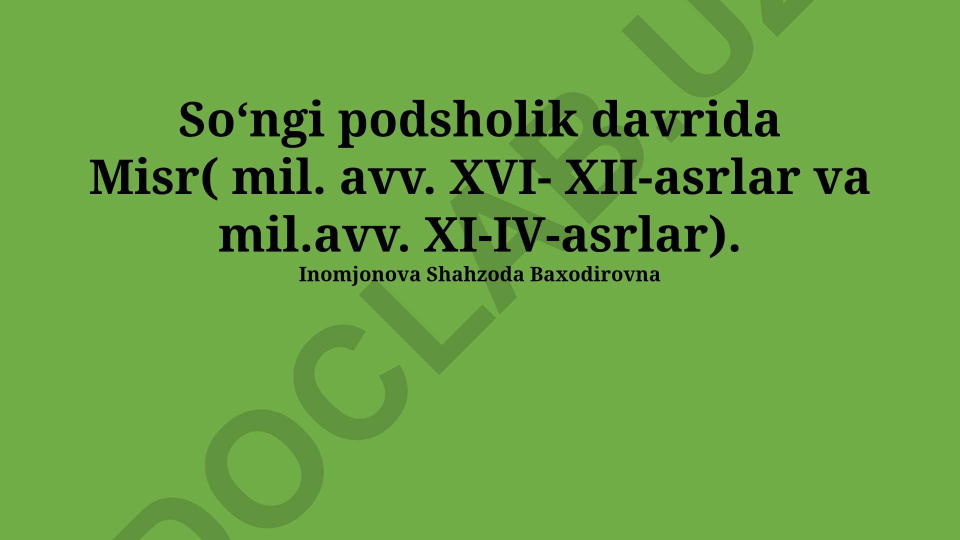 So'nggi podshohlik davrida Misr tarixi va jamiyati