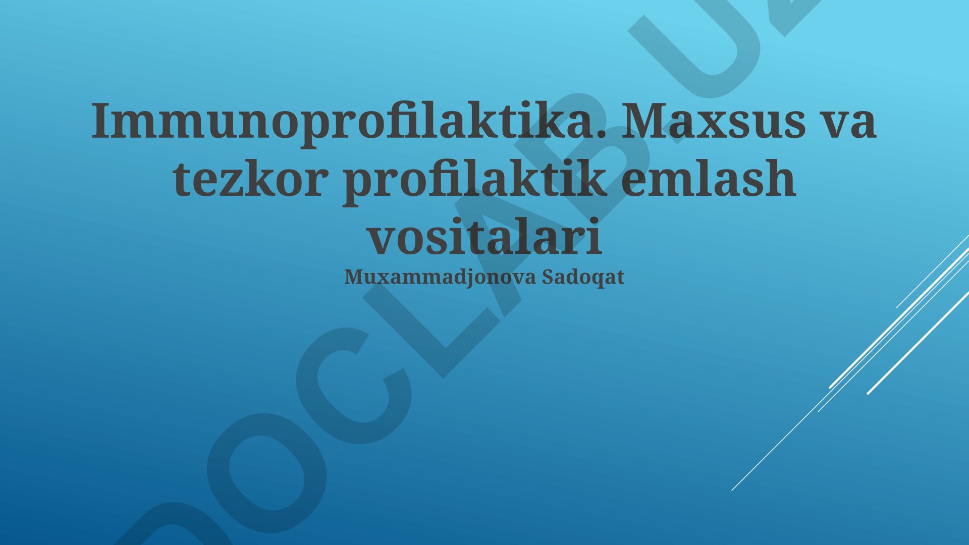 Immunoprofilaktika va tezkor profilaktik emlash vositalari