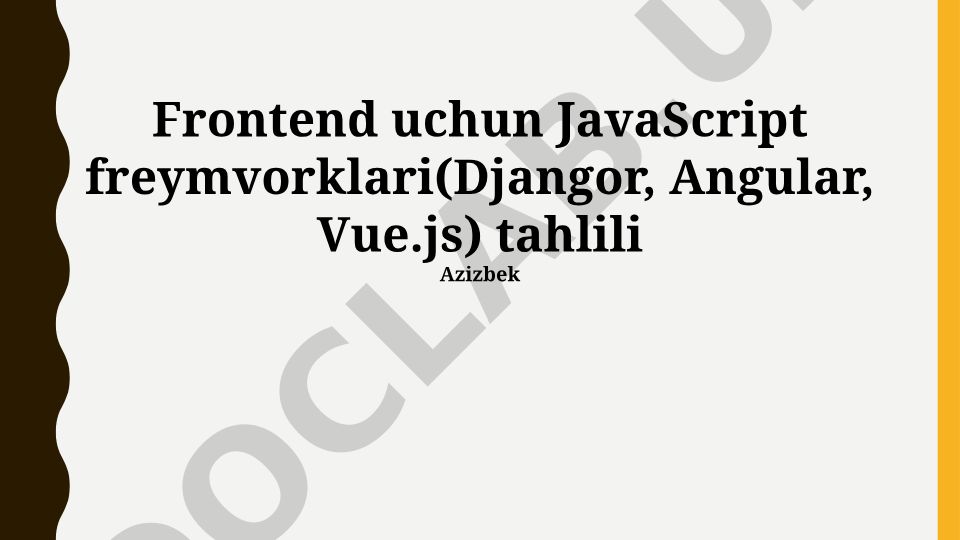 Frontend uchun JavaScript freymvorklari tahlili