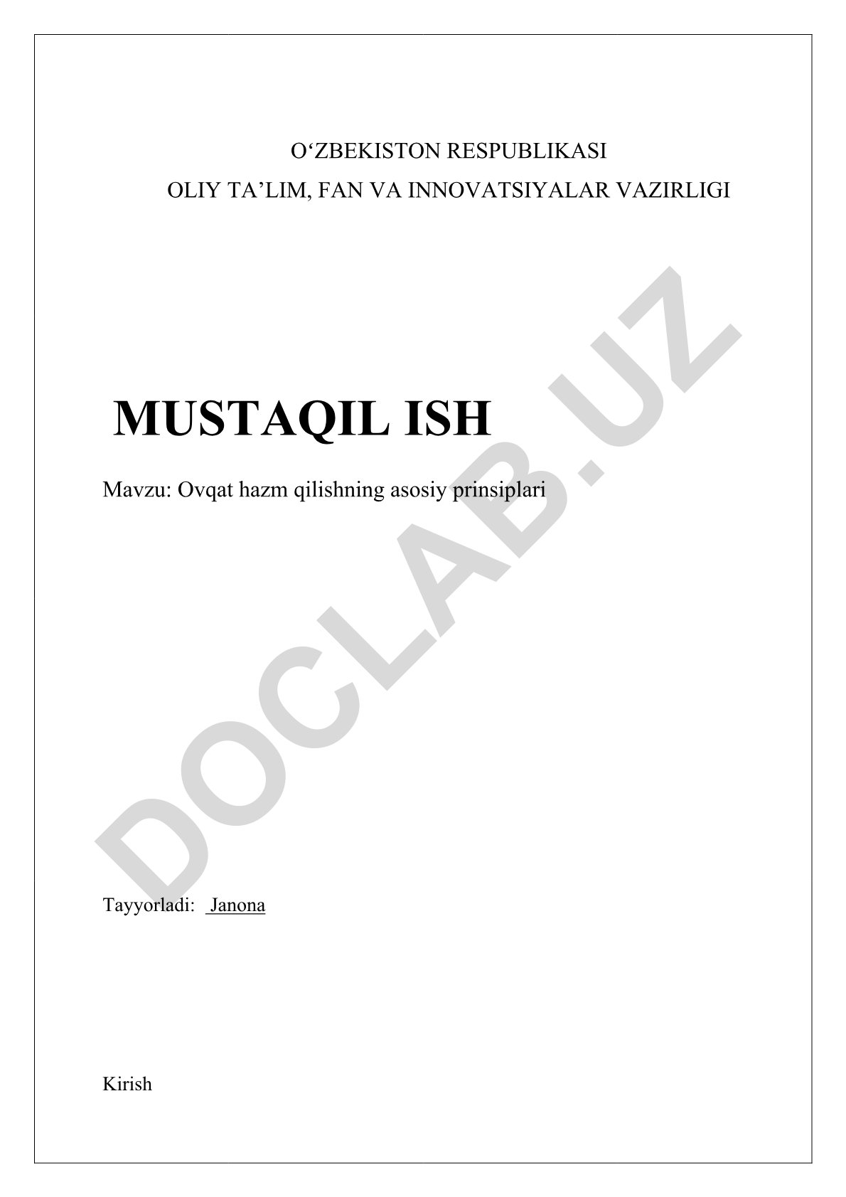 Ovqat hazm qilishning asosiy prinsiplari