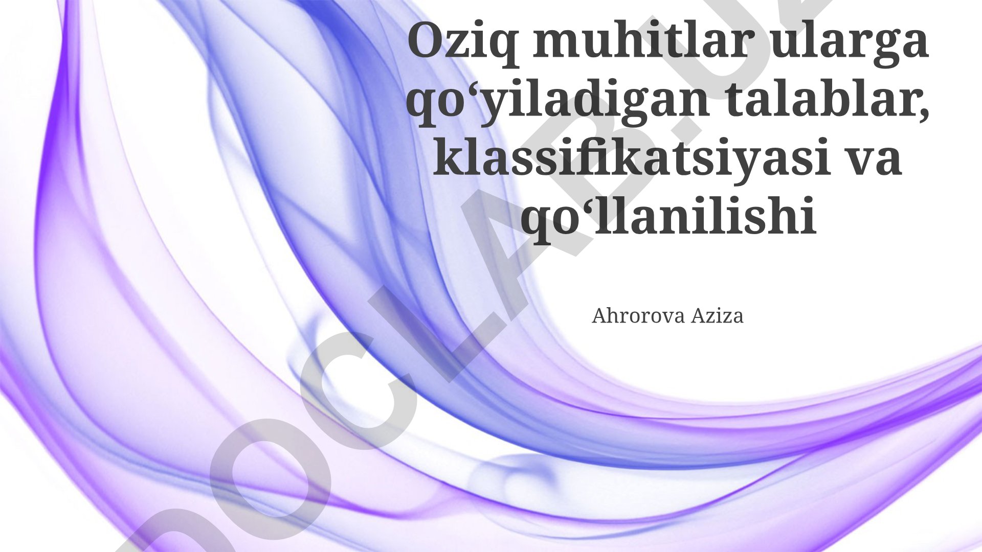 Steril muhitlar talablari, klassifikatsiyasi va qo'llanilishi