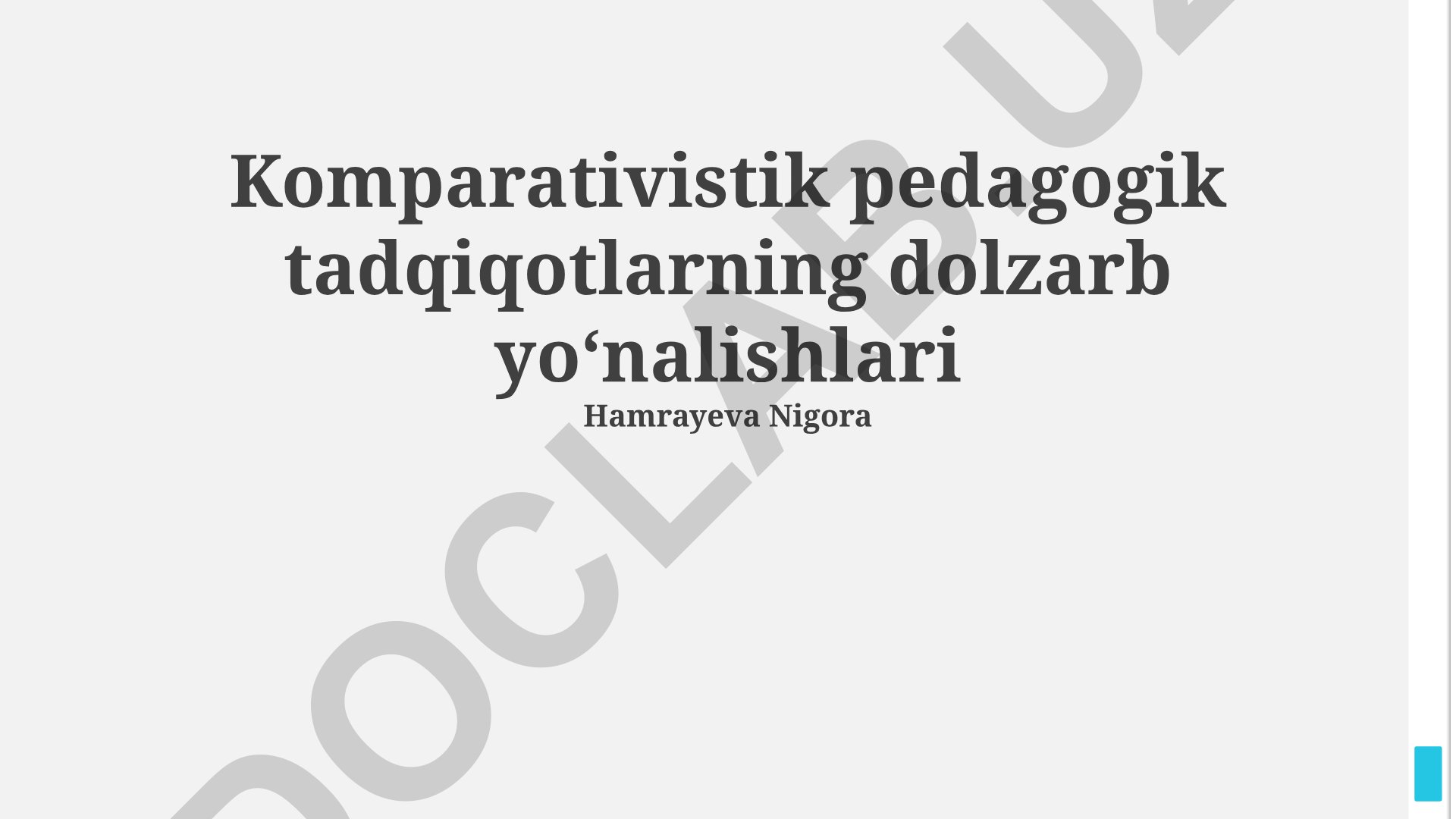 Komparativistik pedagogik tadqiqotlarning dolzarb yoʻnalishlari