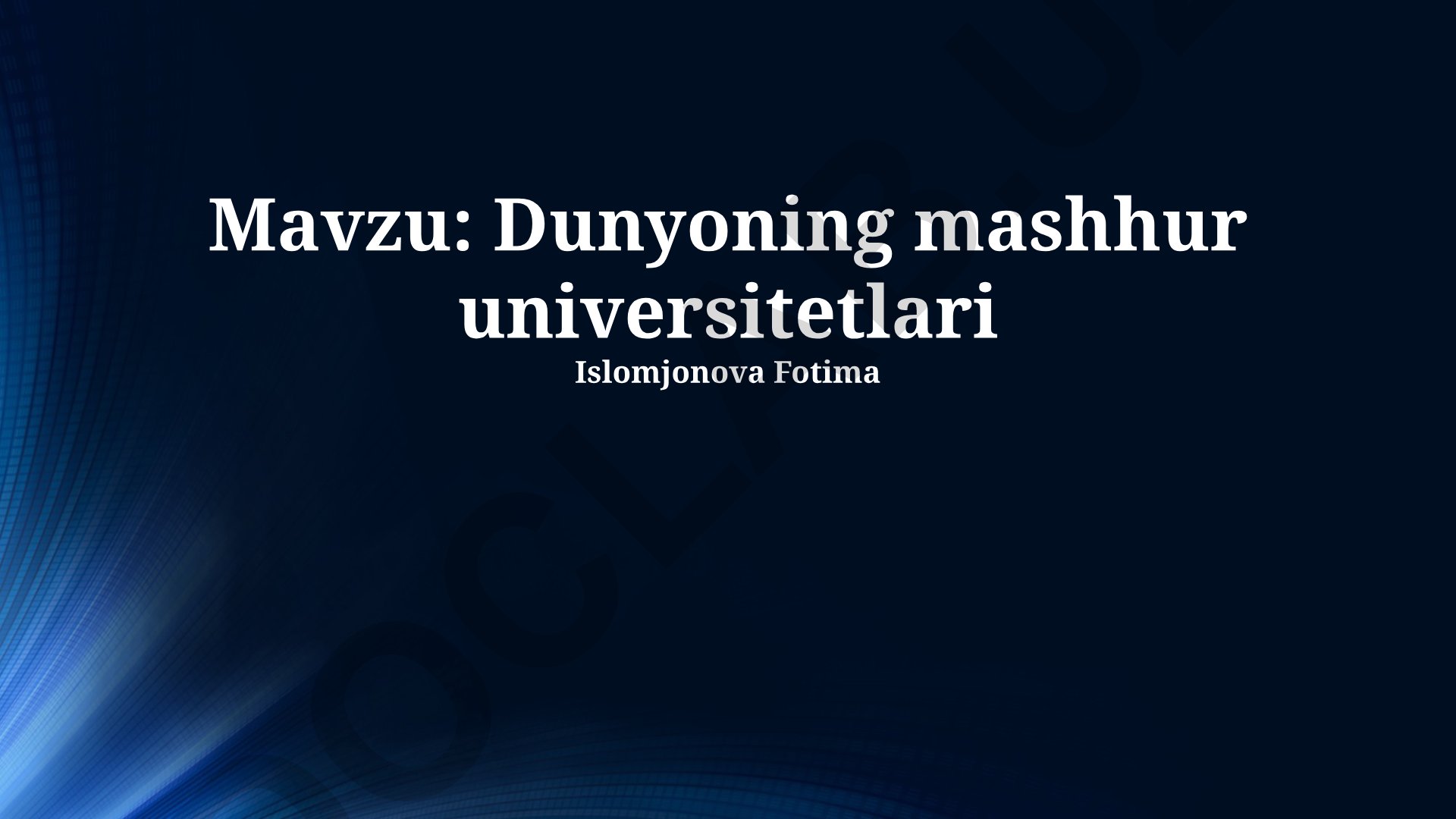Dunyoning mashhur universitetlari
