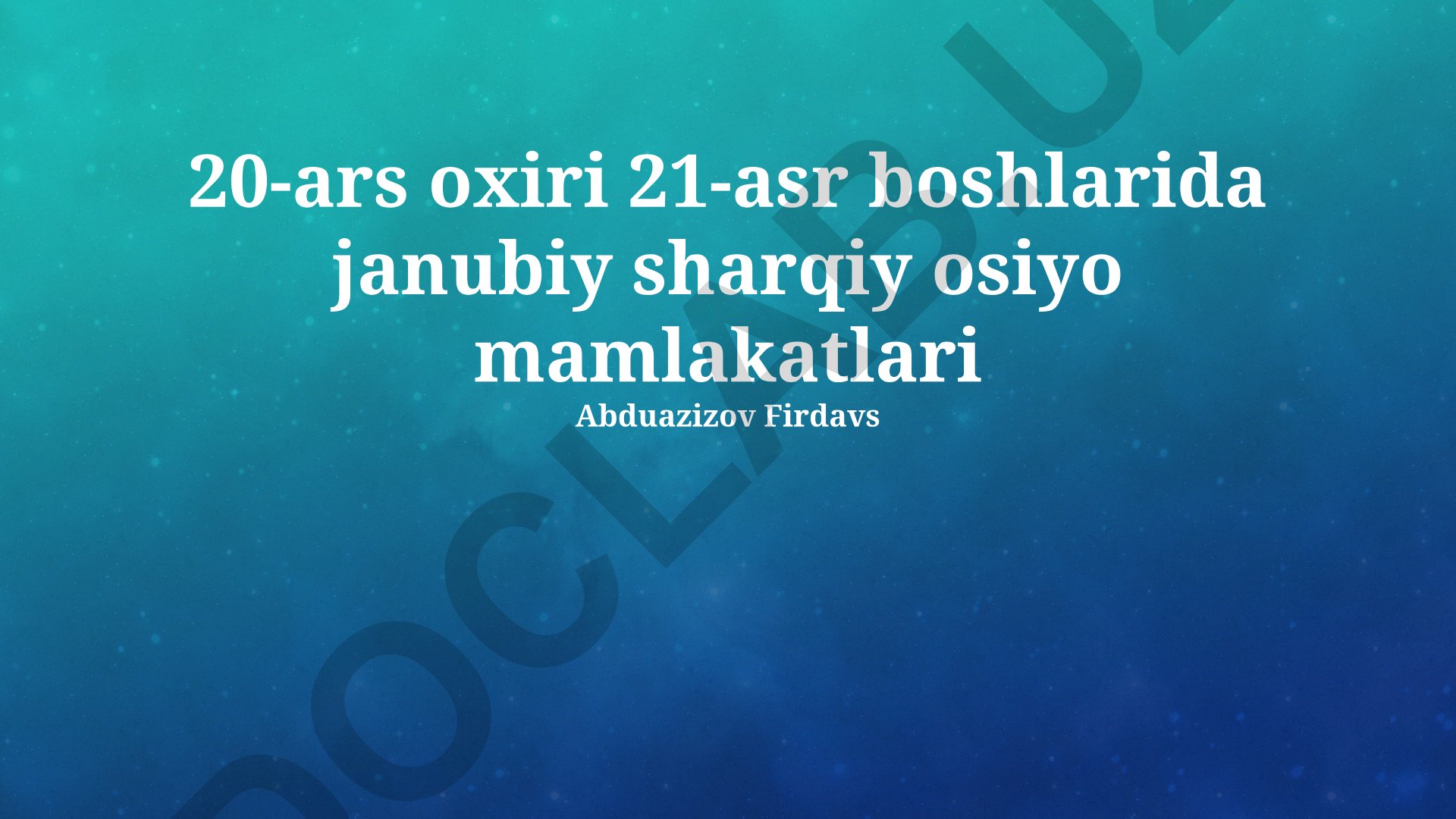 XX asr oxiri va XXI asr boshlarida Janubi-Sharqiy Osiyo mamlakatlari
