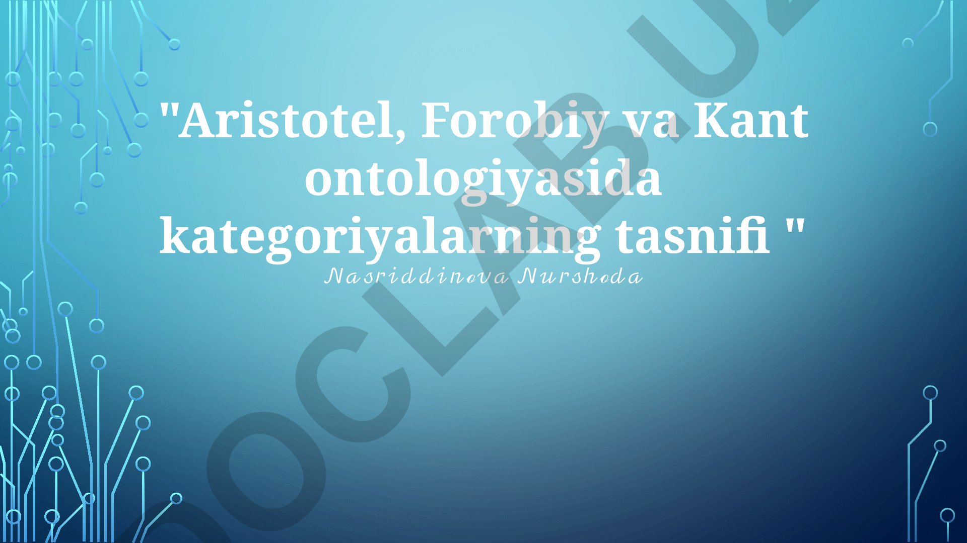 Aristotel, Forobiy va Kant ontologiyasida kategoriyalarning tasnifi
