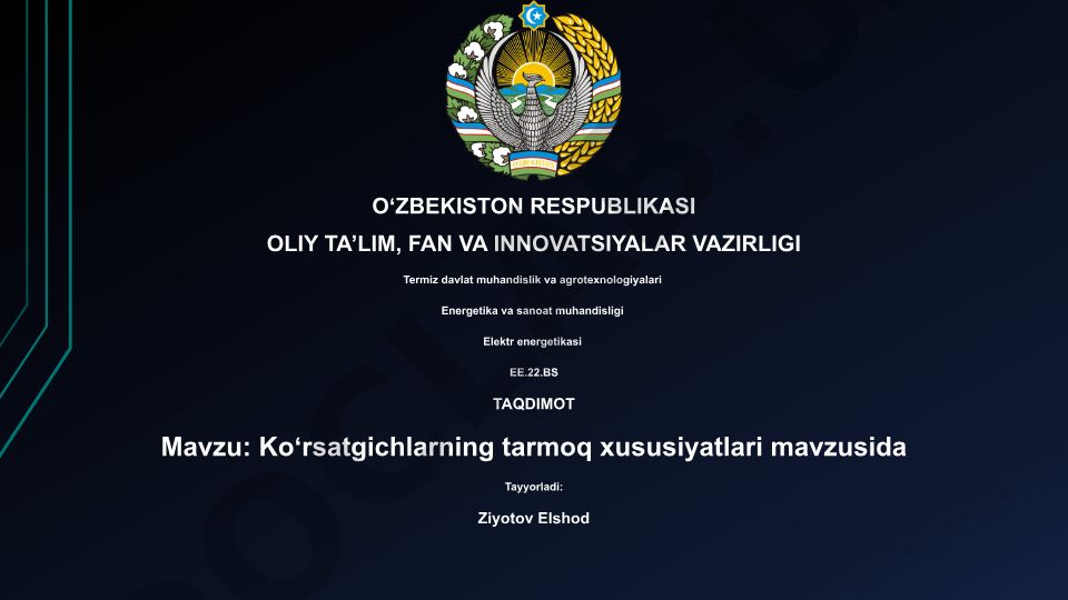 Ko'rsatgichlarning tarmoq xususiyatlari